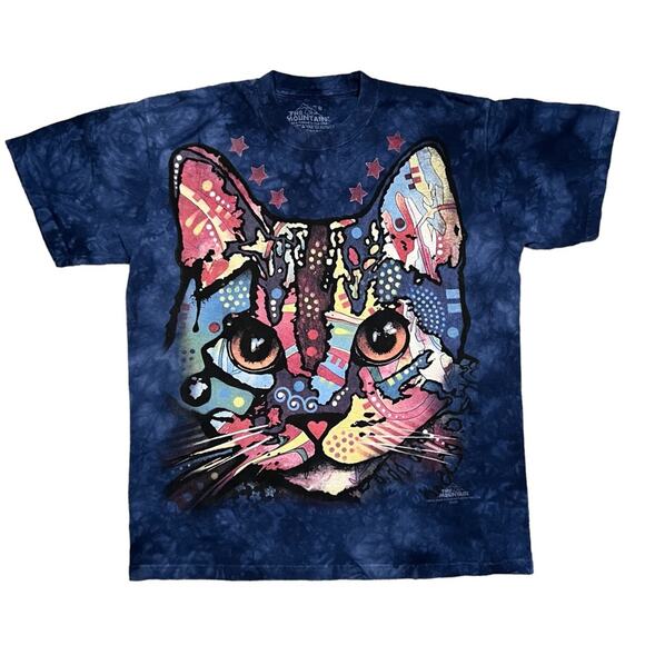 The Mountain Psychedelic Patchwork Cat All-Over Graphic T-Shirt Unisex Medium - Picture 1 of 5